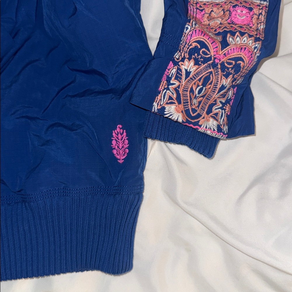 Free People FP movement she fly embroidered jacket blue NWOT - Picture 8 of 8